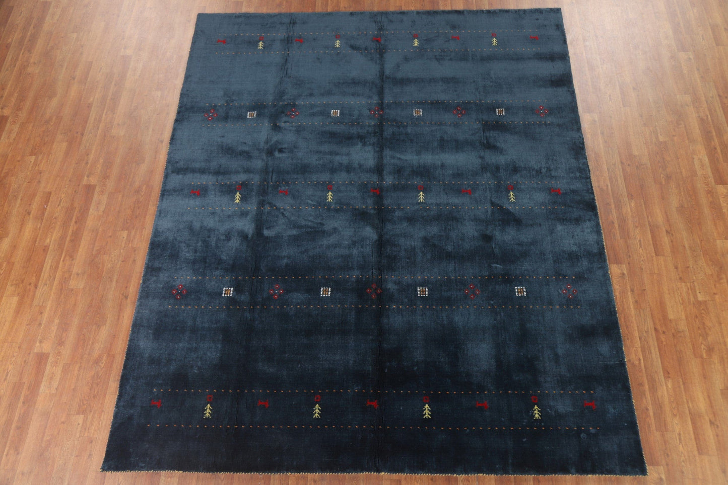 Navy Blue Gabbeh Lori Silk Area Rug 8x10