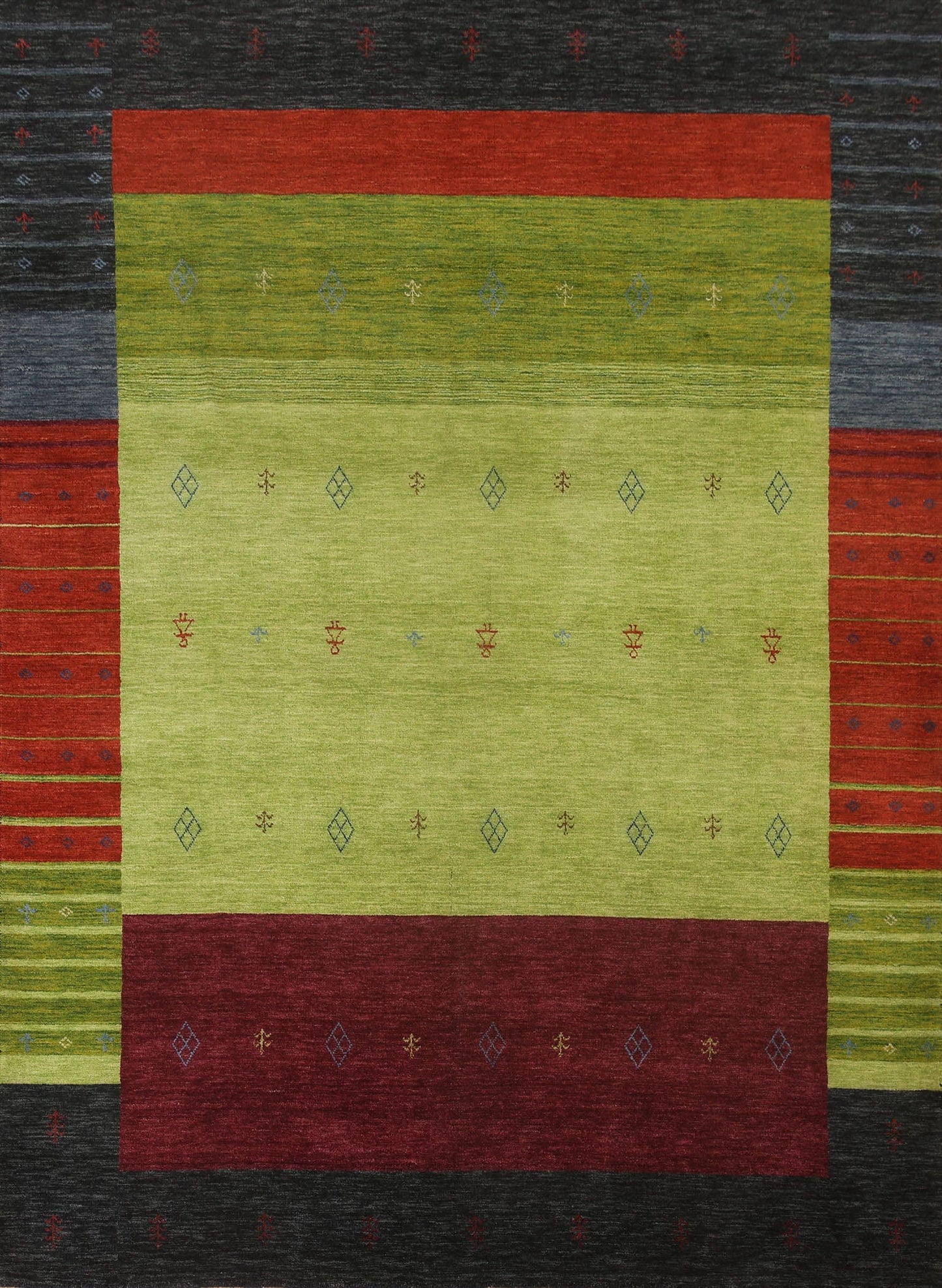 Tribal Green Gabbeh Oriental Area Rug 8x10