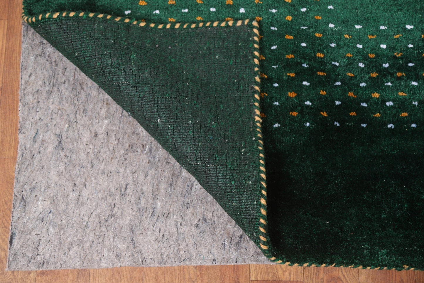 100% Silk Green Gabbeh Lori Handmade Area Rug 9x11