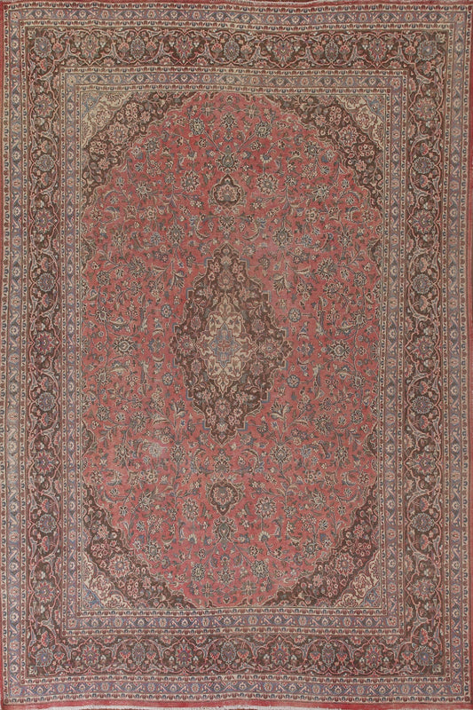 Traditional Pink Kashan Persian Area Rug 10x12