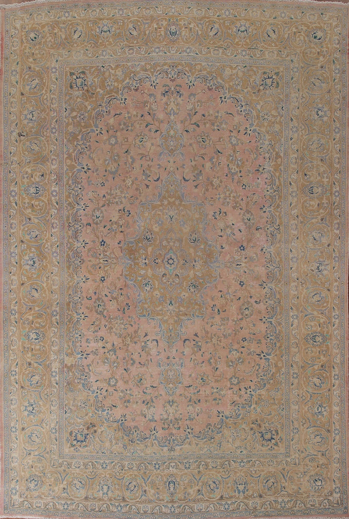 Distressed Pink Kashan Persian Area Rug 8x11