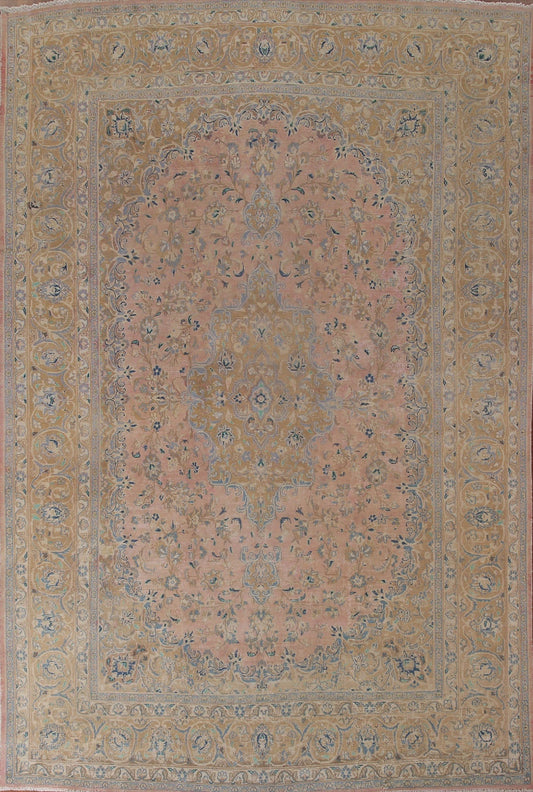 Distressed Pink Kashan Persian Area Rug 8x11