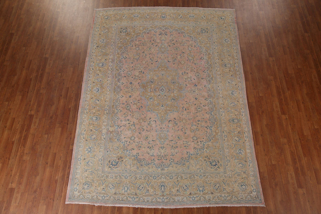 Distressed Pink Kashan Persian Area Rug 8x11