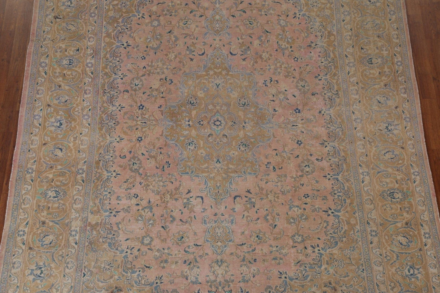 Distressed Pink Kashan Persian Area Rug 8x11