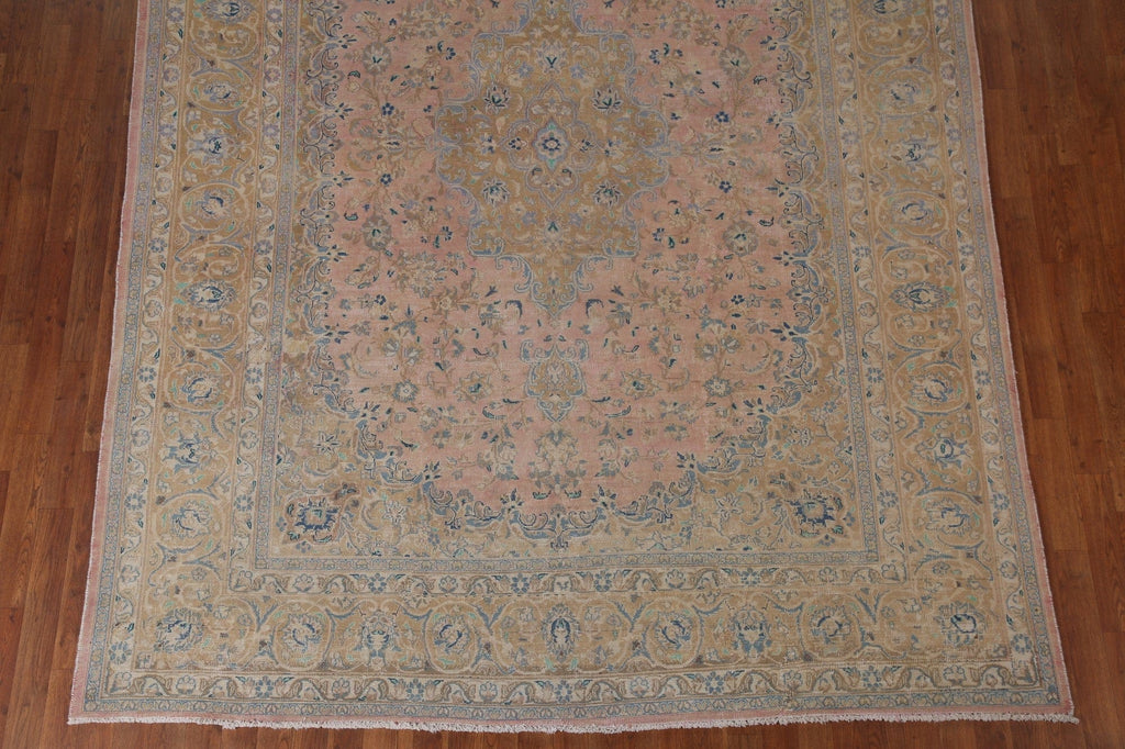 Distressed Pink Kashan Persian Area Rug 8x11