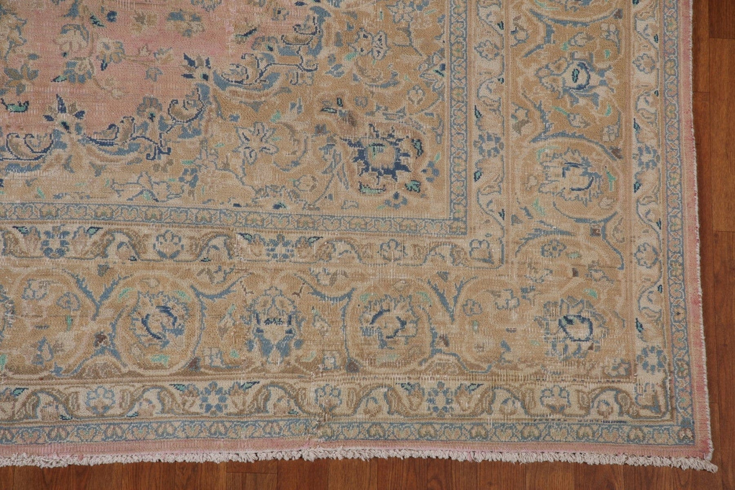 Distressed Pink Kashan Persian Area Rug 8x11