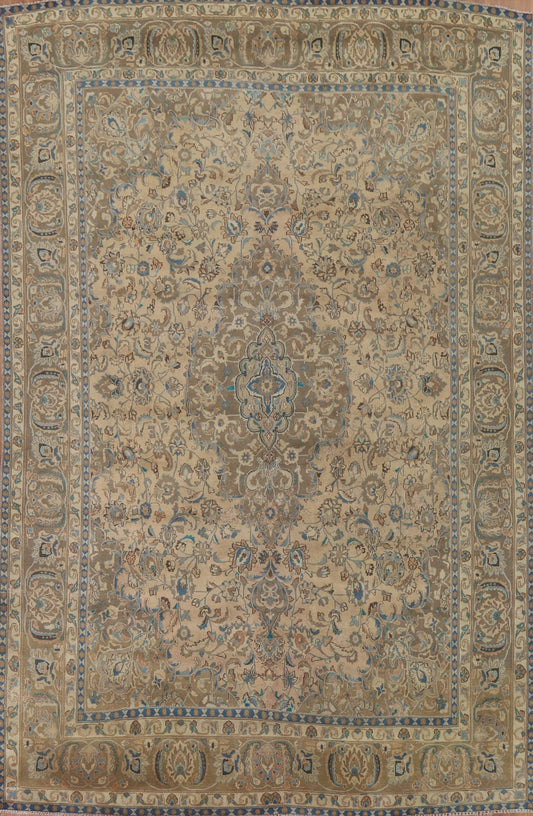 Distressed Mashad Persian Area Rug 9x13