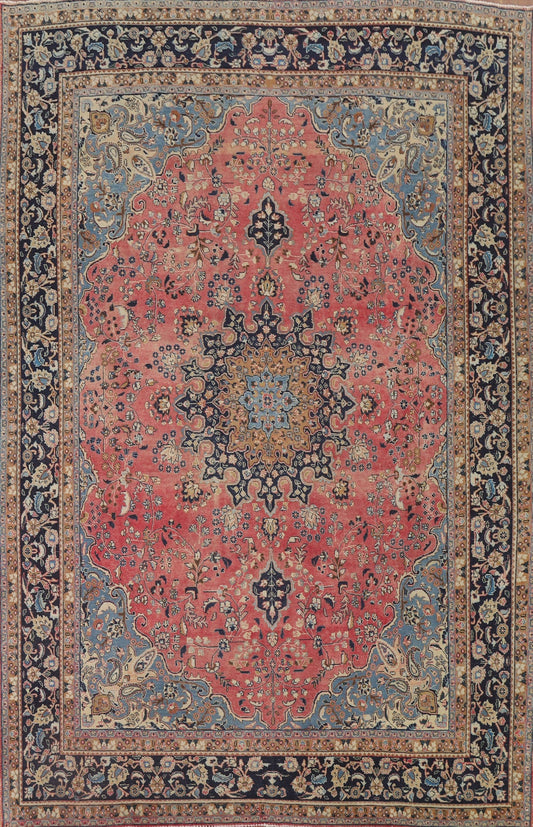 Vintage Pink Mashad Persian Area Rug 10x12