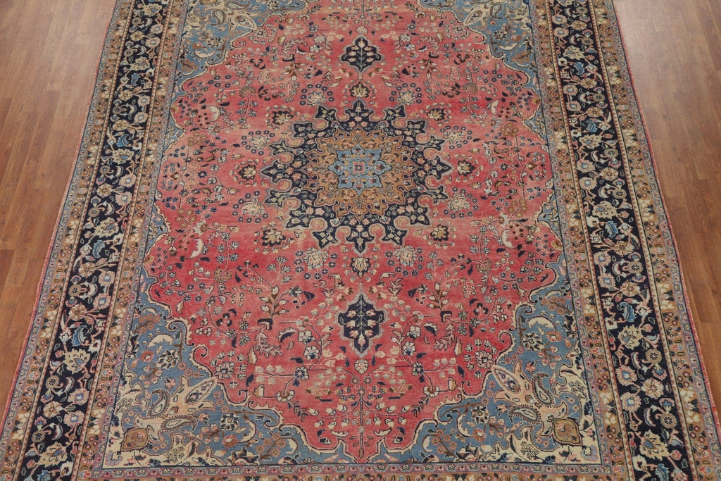 Vintage Pink Mashad Persian Area Rug 10x12