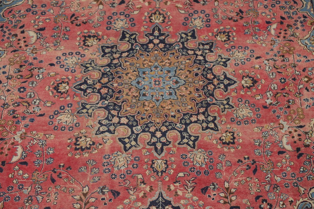 Vintage Pink Mashad Persian Area Rug 10x12