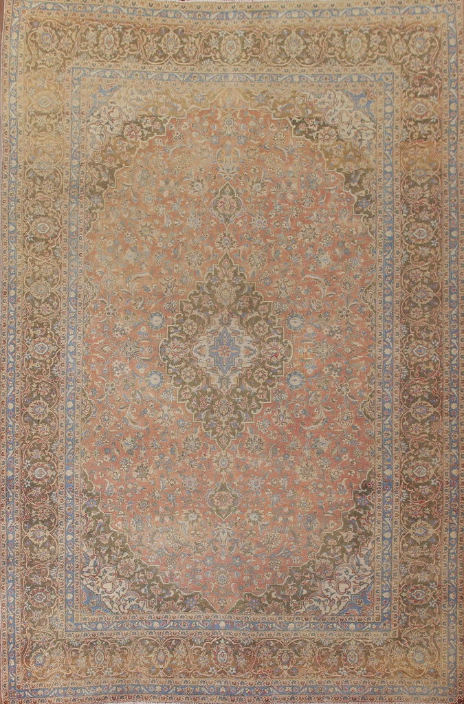 Antique Vegetable Dye Kashan Persian Area Rug 10x13