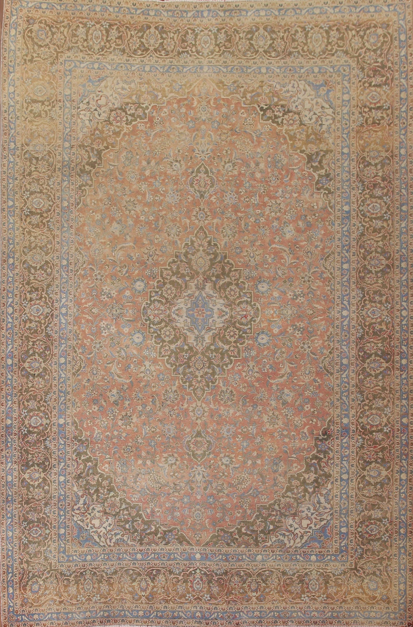 Antique Vegetable Dye Kashan Persian Area Rug 10x13