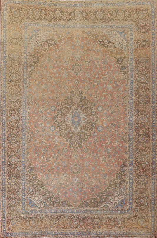 Antique Vegetable Dye Kashan Persian Area Rug 10x13