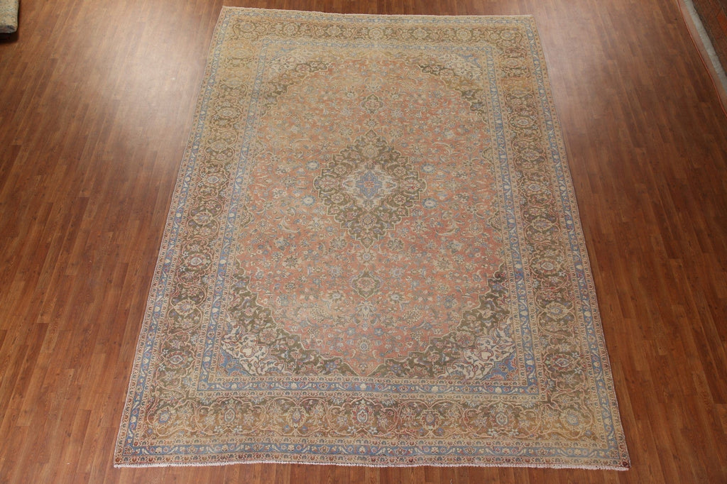 Antique Vegetable Dye Kashan Persian Area Rug 10x13