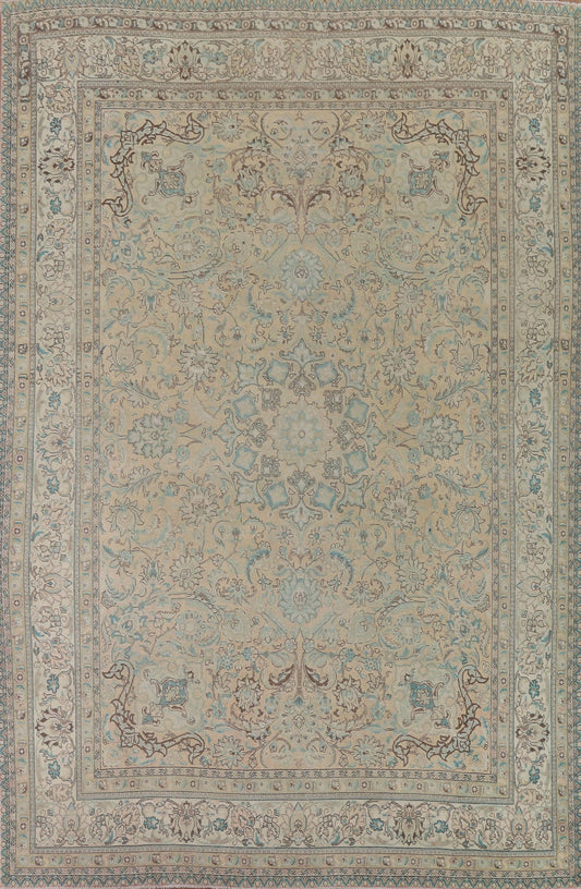 Muted Distressed Tabriz Persian Area Rug 10x12