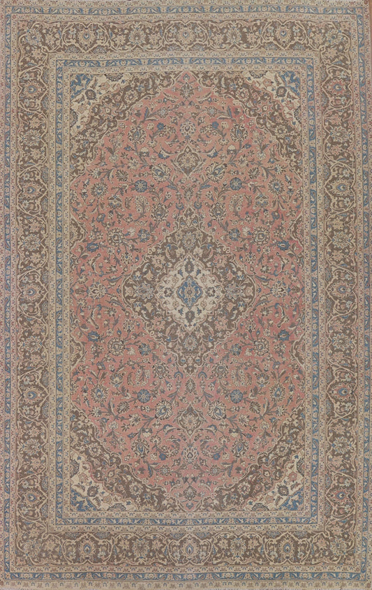 Floral Pink Kashan Persian Area Rug 10x13