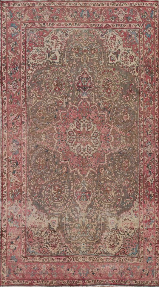 Distressed Mashad Persian Area Rug 6x11