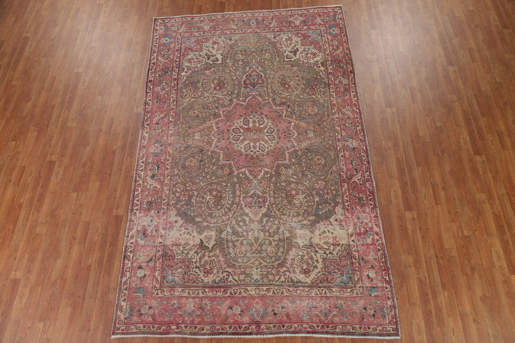 Distressed Mashad Persian Area Rug 6x11