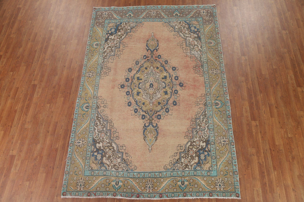 Vintage Wool Tabriz Persian Area Rug 7x10