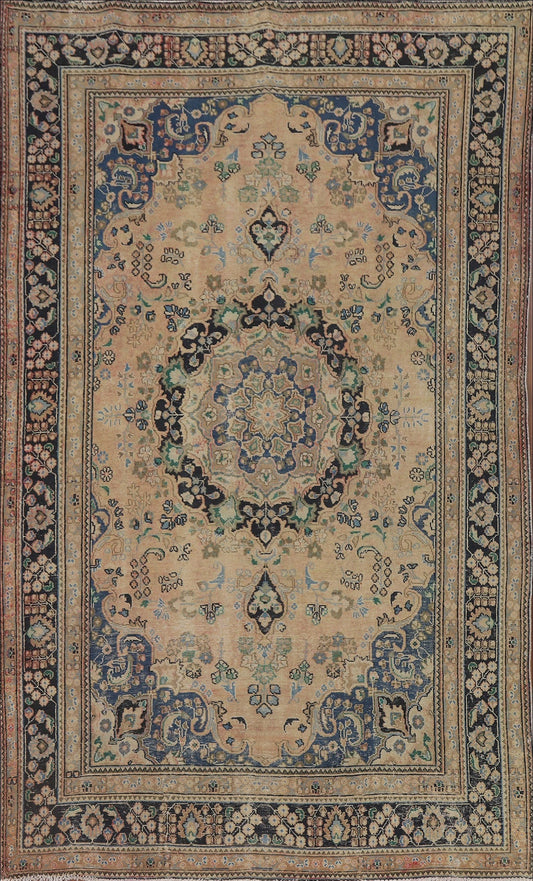 Distressed Mashad Persian Area Rug 6x9