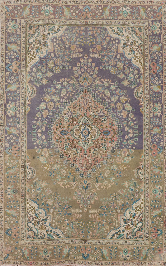 Distressed Wool Tabriz Persian Area Rug 6x9