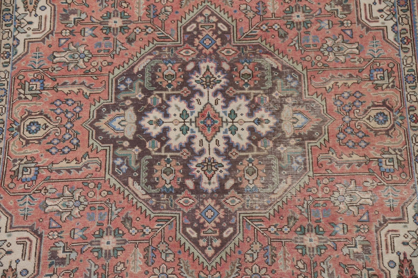 Geometric Pink Tabriz Persian Area Rug 7x10