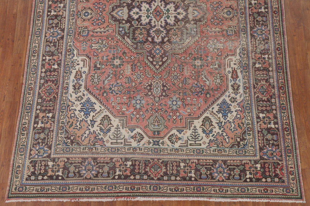 Geometric Pink Tabriz Persian Area Rug 7x10