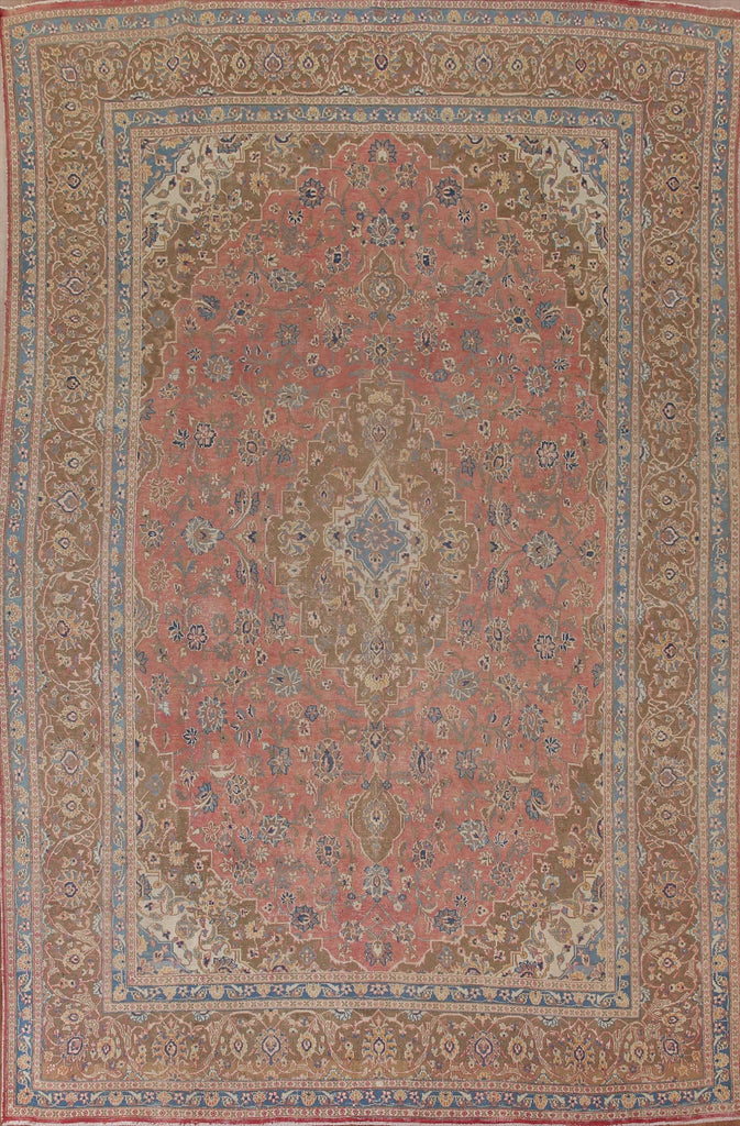 Distressed Kashan Persian Area Rug 10x13