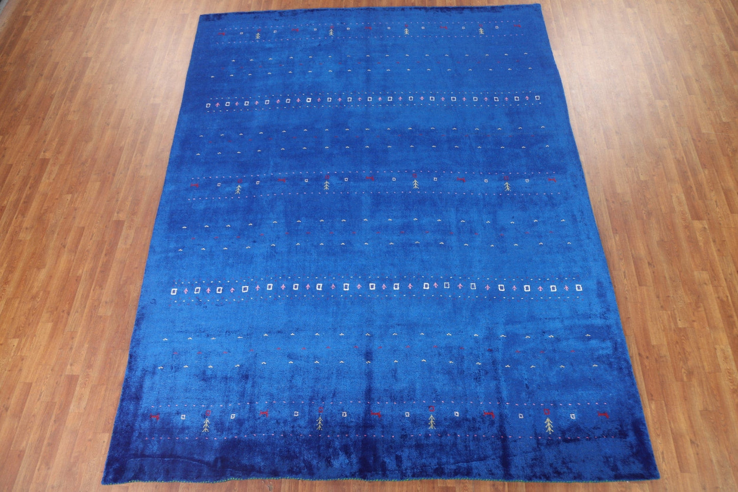 Blue Silk Gabbeh Lori Oriental Area Rug 9x12