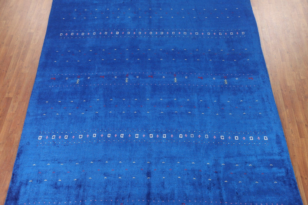 Blue Silk Gabbeh Lori Oriental Area Rug 9x12