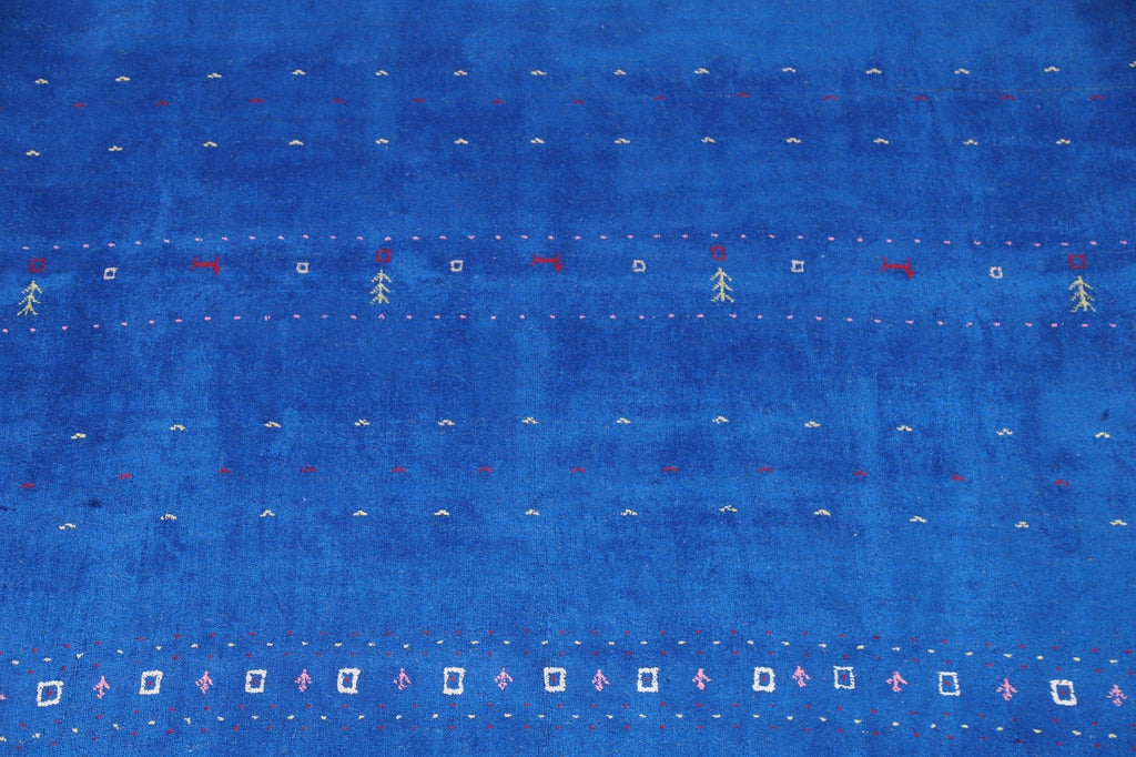 Blue Silk Gabbeh Lori Oriental Area Rug 9x12