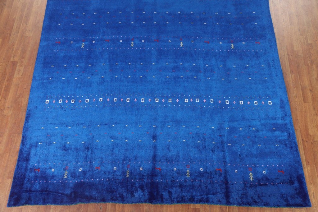 Blue Silk Gabbeh Lori Oriental Area Rug 9x12