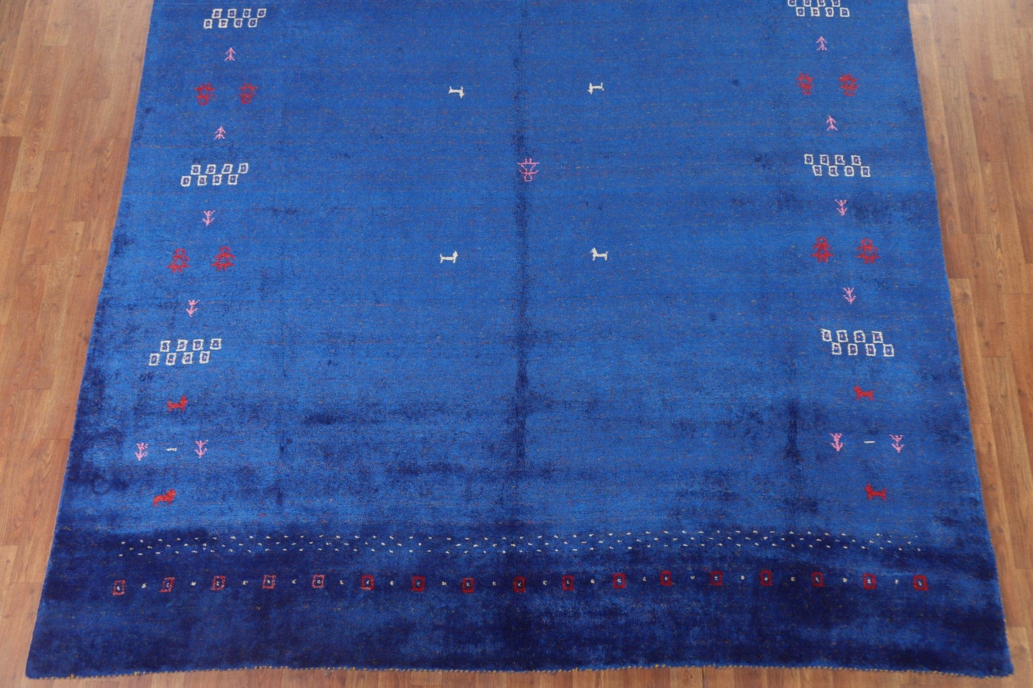 Blue Silk Gabbeh Lori Oriental Area Rug 8x10