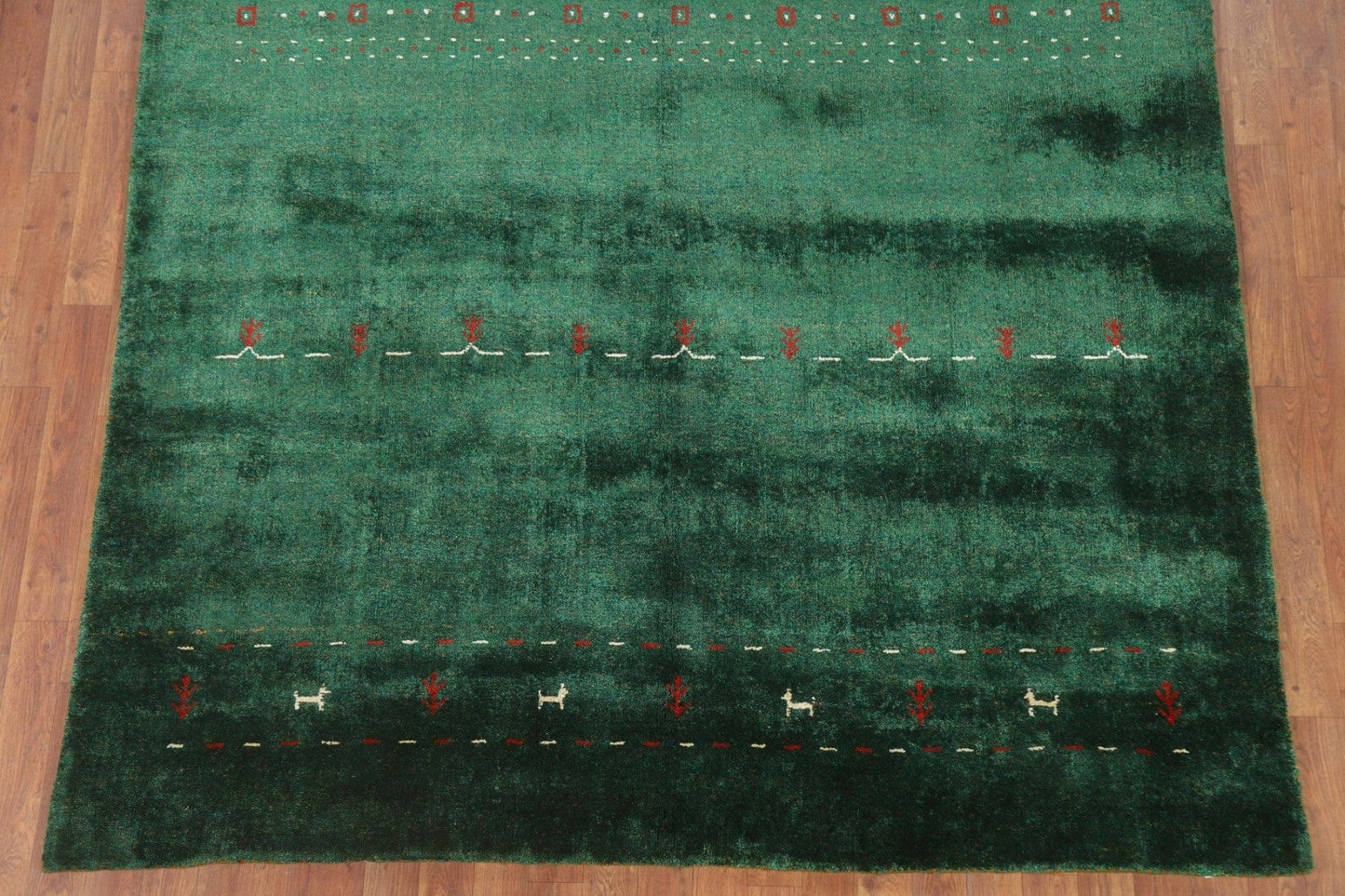 Green Gabbeh Lori 100% Silk Area Rug 6x10