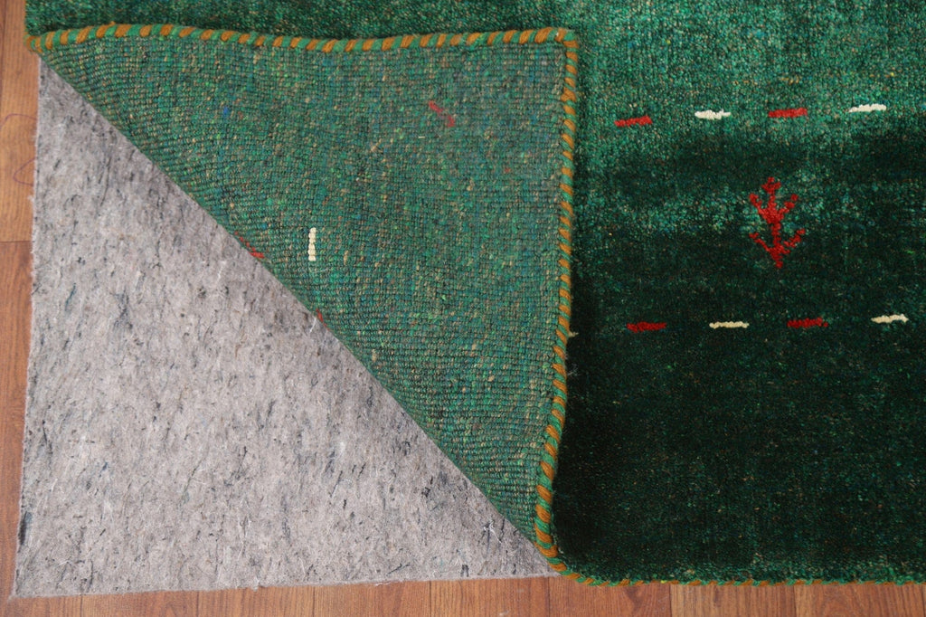 Green Gabbeh Lori 100% Silk Area Rug 6x10