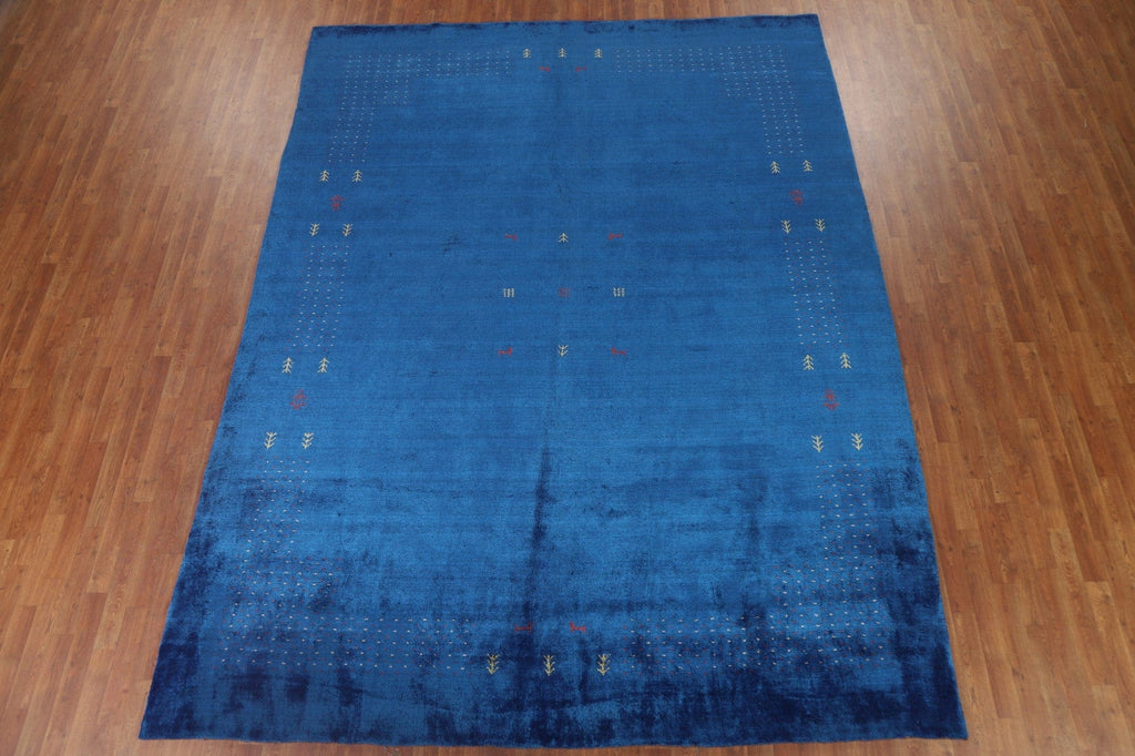 Blue Silk Gabbeh Lori Oriental Area Rug 9x12