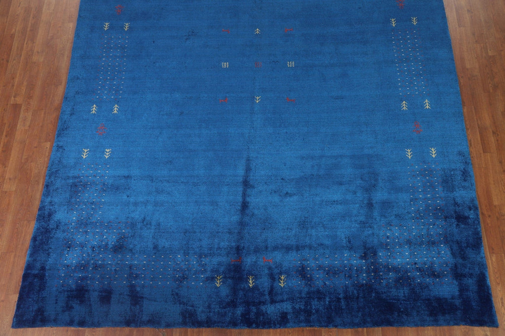 Blue Silk Gabbeh Lori Oriental Area Rug 9x12