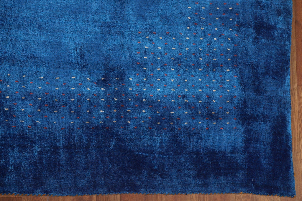 Blue Silk Gabbeh Lori Oriental Area Rug 9x12