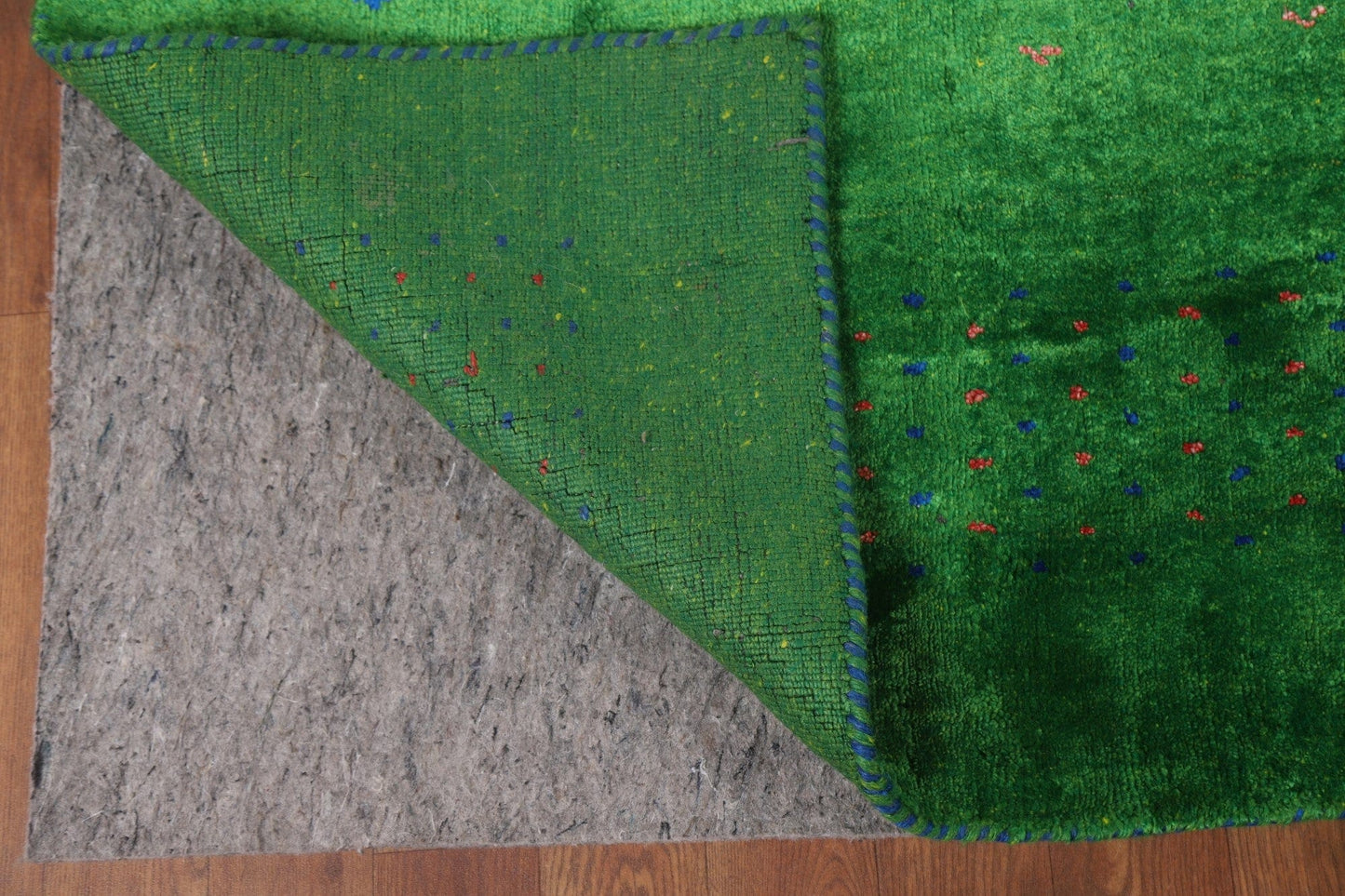 100% Silk Gabbeh Lori Green Area Rug 8x10