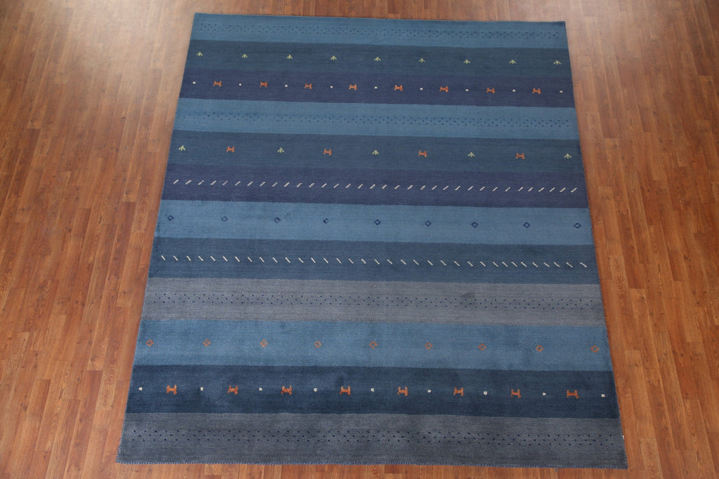 Striped Blue Gabbeh Oriental Area Rug 8x10