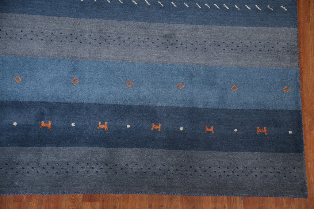 Striped Blue Gabbeh Oriental Area Rug 8x10