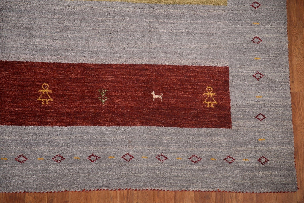 Gray Wool Gabbeh Oriental Area Rug 8x10