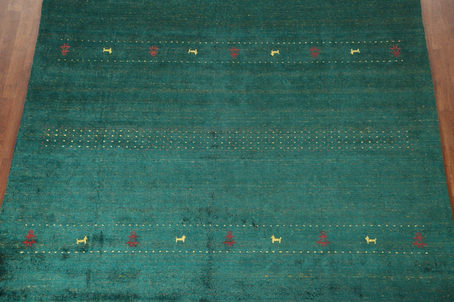 100% Silk Gabbeh Lori Green Area Rug 8x10