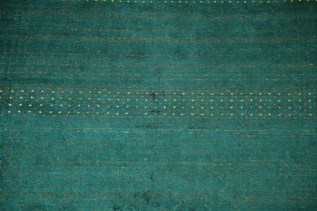 100% Silk Gabbeh Lori Green Area Rug 8x10