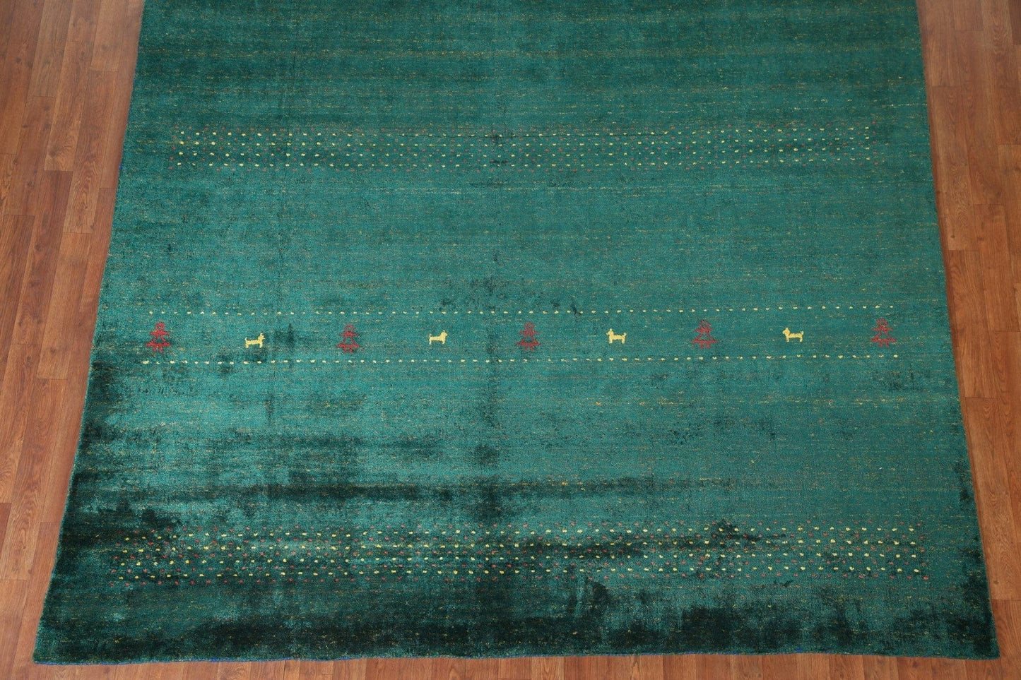 100% Silk Gabbeh Lori Green Area Rug 8x10