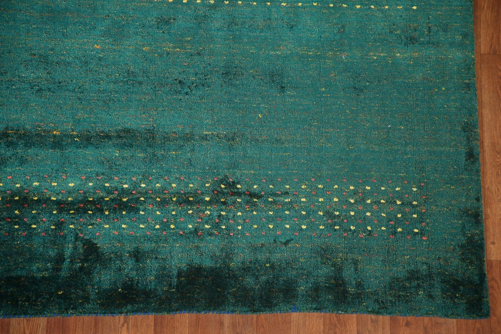 100% Silk Gabbeh Lori Green Area Rug 8x10