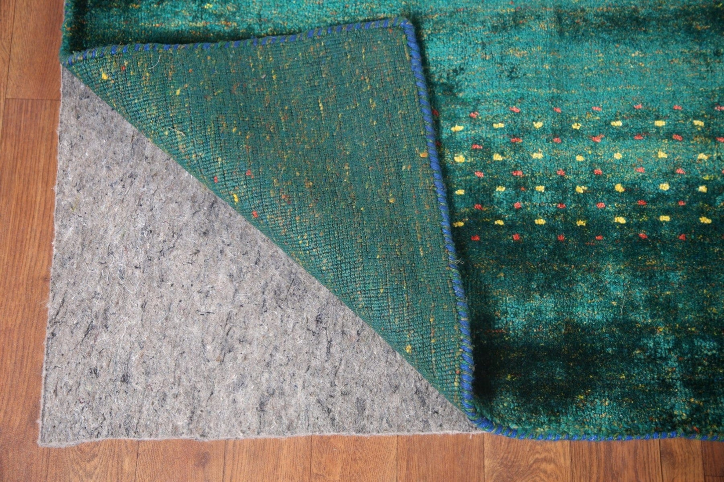 100% Silk Gabbeh Lori Green Area Rug 8x10