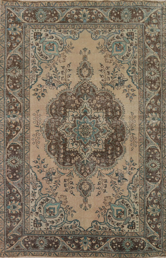 Vintage Wool Tabriz Persian Area Rug 7x9