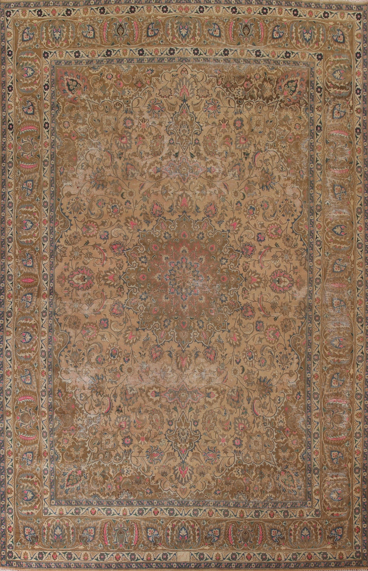 Distressed Mashad Persian Large Rug 10x14