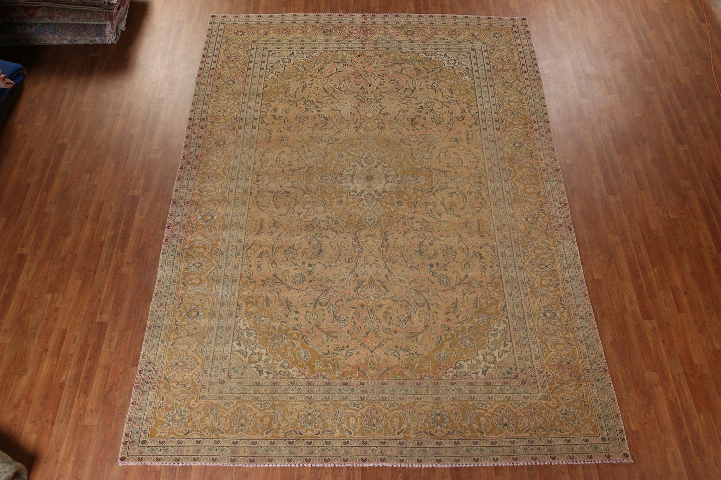 Distressed Mashad Persian Area Rug 10x13